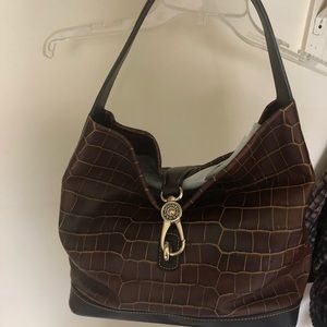 Dooney & Bourke Brown Crocodile Lock Shoulder Bag